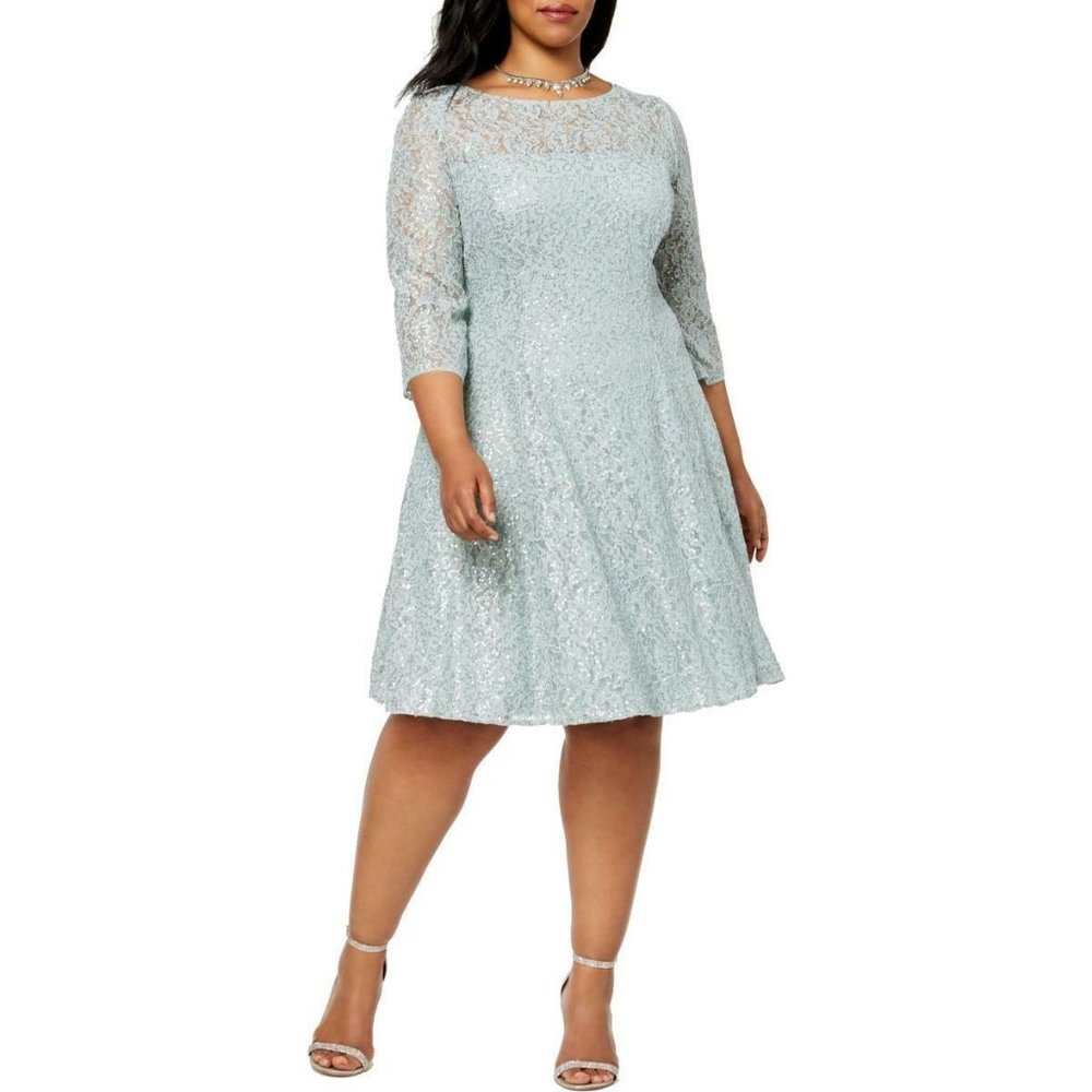 baby blue lace and sequins dress